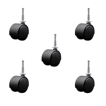 Service Caster 2'' Chair Casters Nylon Hooded Twin Wheel 5/16'' Grip Neck Stem, 5PK SCC-GN02S50-NYS-5